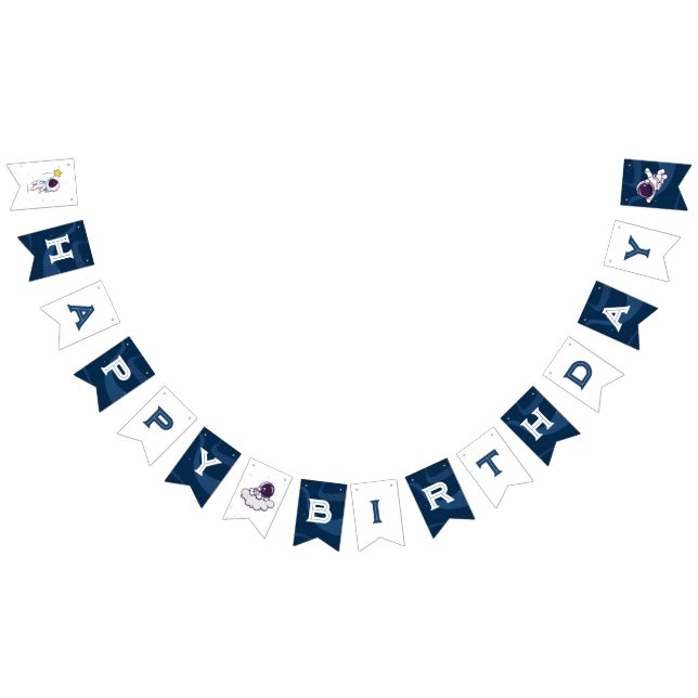 Space Adventure:Blue Astronaut Kids Birthday Party Bunting (All)