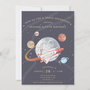 Space Adventure Boy's Birthday  Invitation