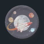 Space Adventure Boy's Birthday Paper Plate<br><div class="desc">Get ready for blast off with our watercolor space themed collection – give your child a party that's out of the world with our unique,  fully customisable outer space birthday design,  featuring colourful planets and a rocket ship. Add your own personalisations using the customise tool!</div>