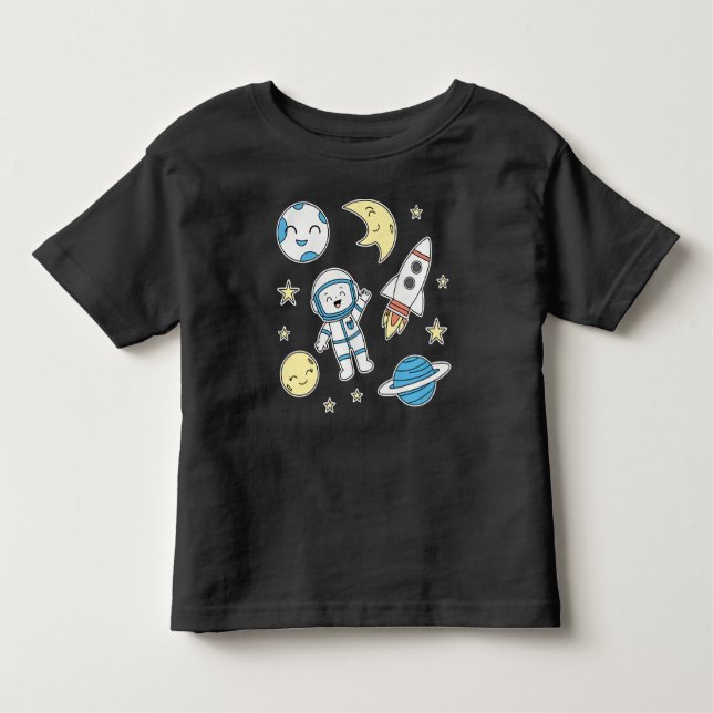Space Adventure Cartoon t-shirt for Toddlers (Front)
