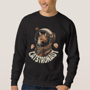 Space Adventure Catstronaut in Action cat Sweatshirt