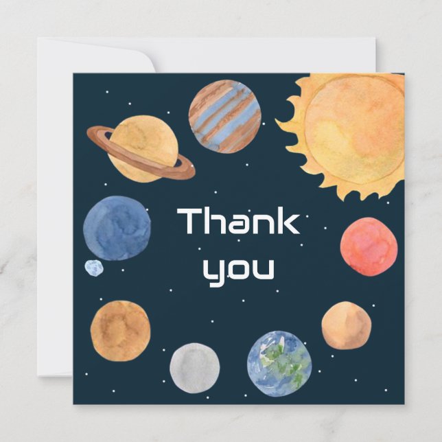 Space Adventure: Planets  Thank You Card (Front)