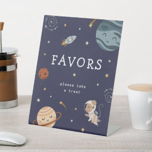 Space Adventure Playful Kids Birthday Party Favors Pedestal Sign