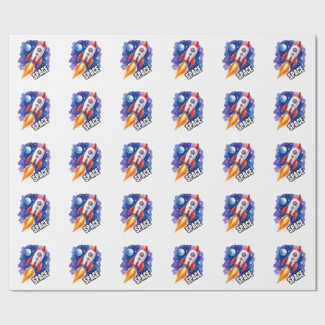 Space Adventure Poster | Adventure Awaits Among  Wrapping Paper (Flat)