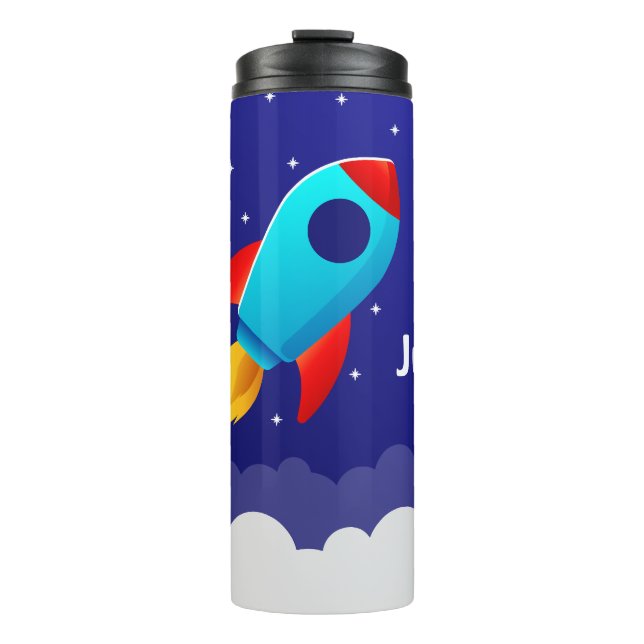 Space Adventure Rocket Design Thermal Tumbler (Front)