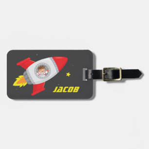 Space Adventure Travel Boy Rocket Luggage Tag