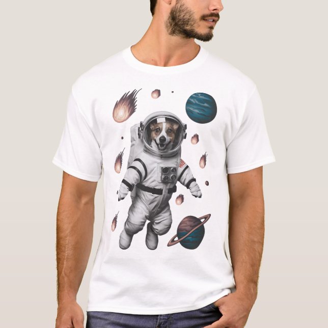 Space Adventure With A Dog Astronaut T-Shirt (Front)