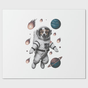 Space Adventure With A Dog Astronaut Wrapping Paper