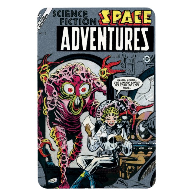 Space Adventures #12 Funny 50s Retro Sci Fi Comic Magnet (Vertical)