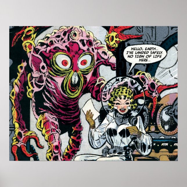 Space Adventures #12 Funny 50s Retro Sci Fi Comic Poster (Front)