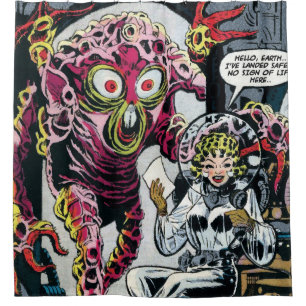 Space Adventures #12 Funny 50s Retro Sci Fi Comic Shower Curtain