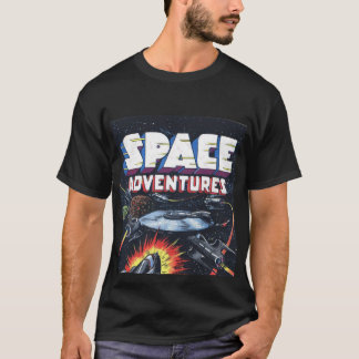 Space Adventures Comic Book Print T-shirt 