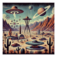 Space Age Alien Desert Invasion Fantasy Art