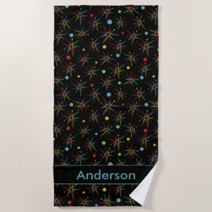 Space Age Atomic Retro Dot Custom Colours Beach Towel