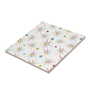 Space Age Atomic Retro Dot Custom Colours Ceramic Tile