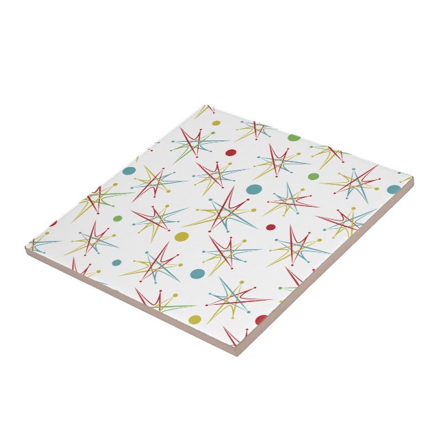 Space Age Atomic Retro Dot Custom Colours Ceramic Tile (Side)