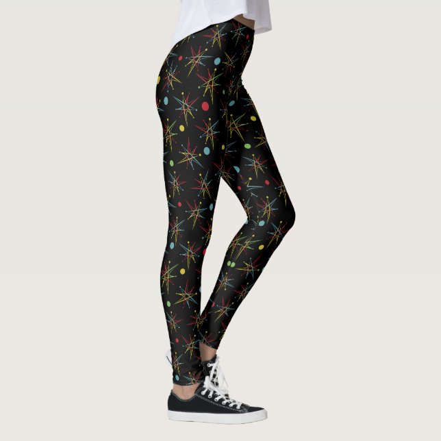 Space Age Atomic Retro Dot Custom Colours Leggings (Right)