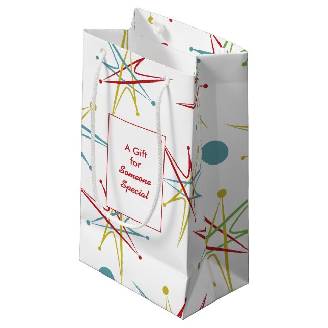 Space Age Atomic Retro Dot Custom Colours Small Gift Bag (Front Angled)