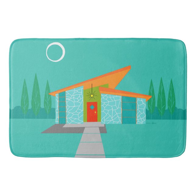 Space Age Cartoon House Bath Mat (Front)