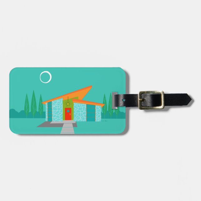 Space Age Cartoon House Luggage Tag (Front Horizontal)