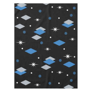 Space Age Diamonds Blue Black Tablecloth