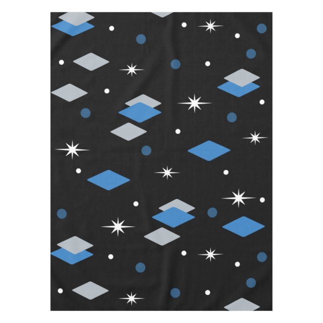 Space Age Diamonds Blue Black Tablecloth (Front)