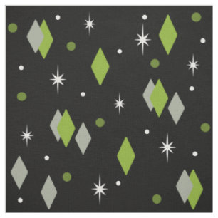 Space Age Diamonds Chartreuse Black Fabric