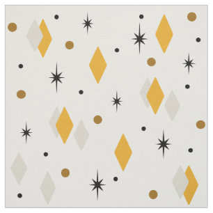 Space Age Diamonds Orange Grey White Fabric