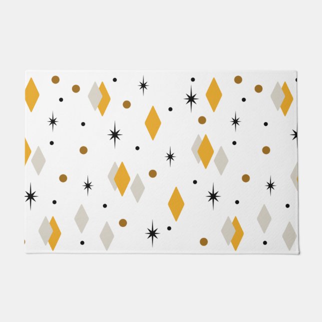 Space Age Diamonds Orange White Doormat (Front)