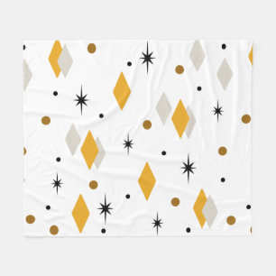 Space Age Diamonds Orange White Fleece Blanket