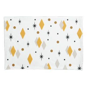 Space Age Diamonds Orange White Pillowcase