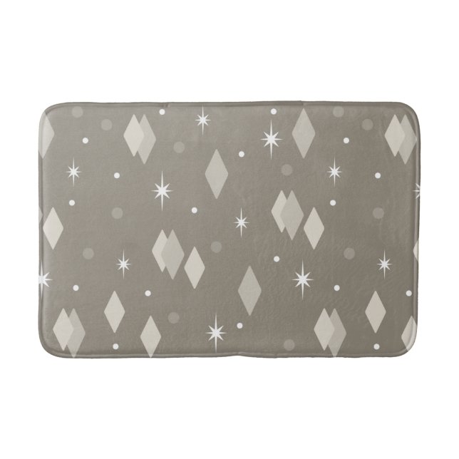 Space Age Diamonds Taupe Brown Grey Bath Mat (Front)
