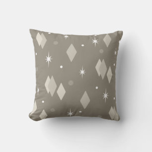 Space Age Diamonds Taupe Brown Grey Cushion