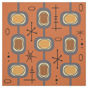 Space Age Geometric Art Burnt Orange Fabric