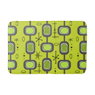 Space Age Geometric Art Chartreuse Green Bath Mat