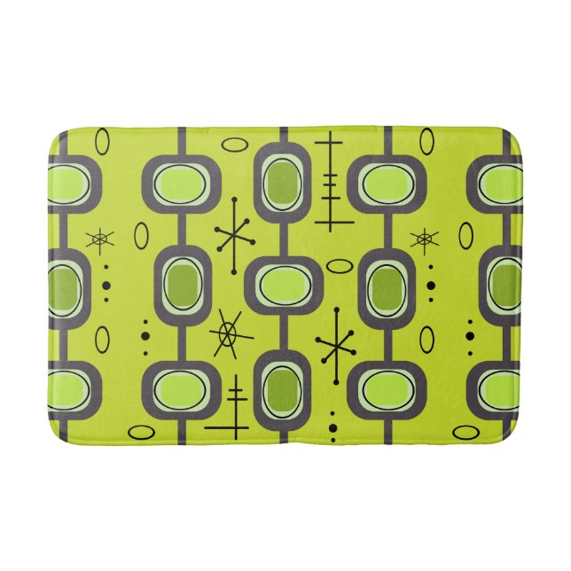 Space Age Geometric Art Chartreuse Green Bath Mat (Front)