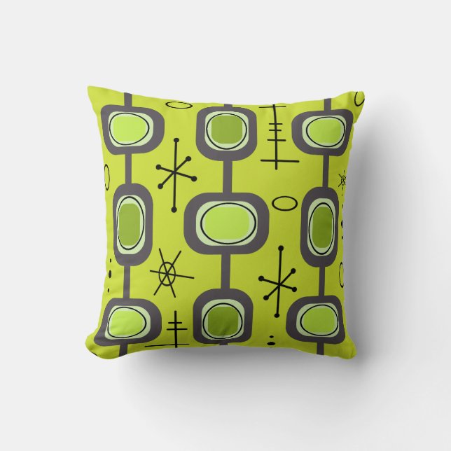 Space Age Geometric Art Chartreuse Green Cushion (Front)