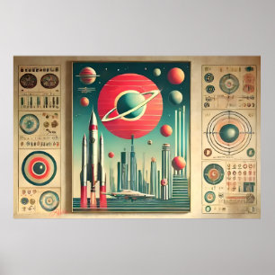 Space Age Interplanetary Coordinates Alien Relic Poster