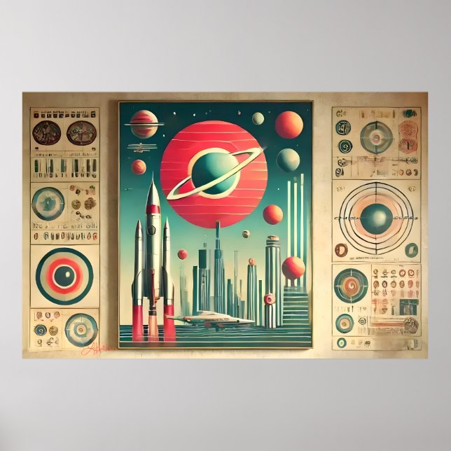 Space Age Interplanetary Coordinates Alien Relic Poster (Front)