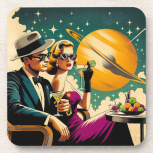 Space Age Las Vegas Martini Gangster Party Coaster