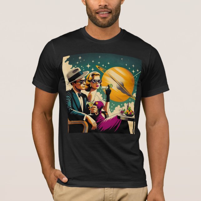 Space Age Las Vegas Martini Gangster Party T-Shirt (Front)