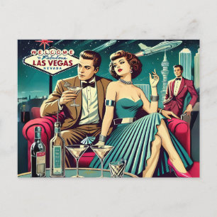 Space Age Las Vegas Martini Party Postcard