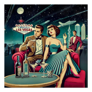 Space Age Las Vegas Martini Party Poster