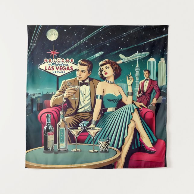 Space Age Las Vegas Martini Party Tapestry (Front)
