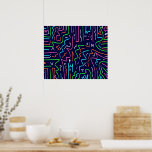 Space Age Maze Abstract Print<br><div class="desc">Bold contrasting digital abstract art.</div>
