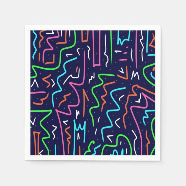 Space Age Maze Abstract Print Napkin (Front)