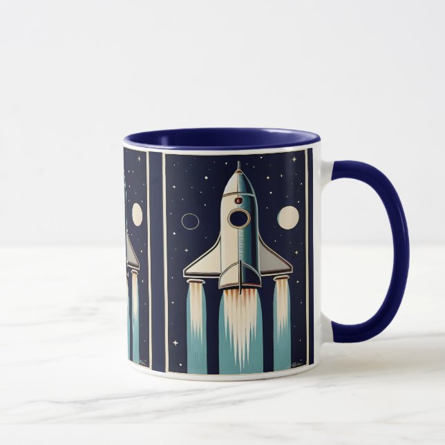 Space Age Retro 50s Rocket Ship Mug (Right)