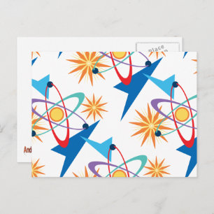 Space Age Retro Multicolored Pattern Postcard