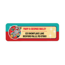 Space Age Santa Christmas Card Address Labels SM