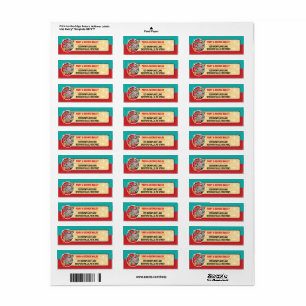 Space Age Santa Christmas Card Address Labels SM